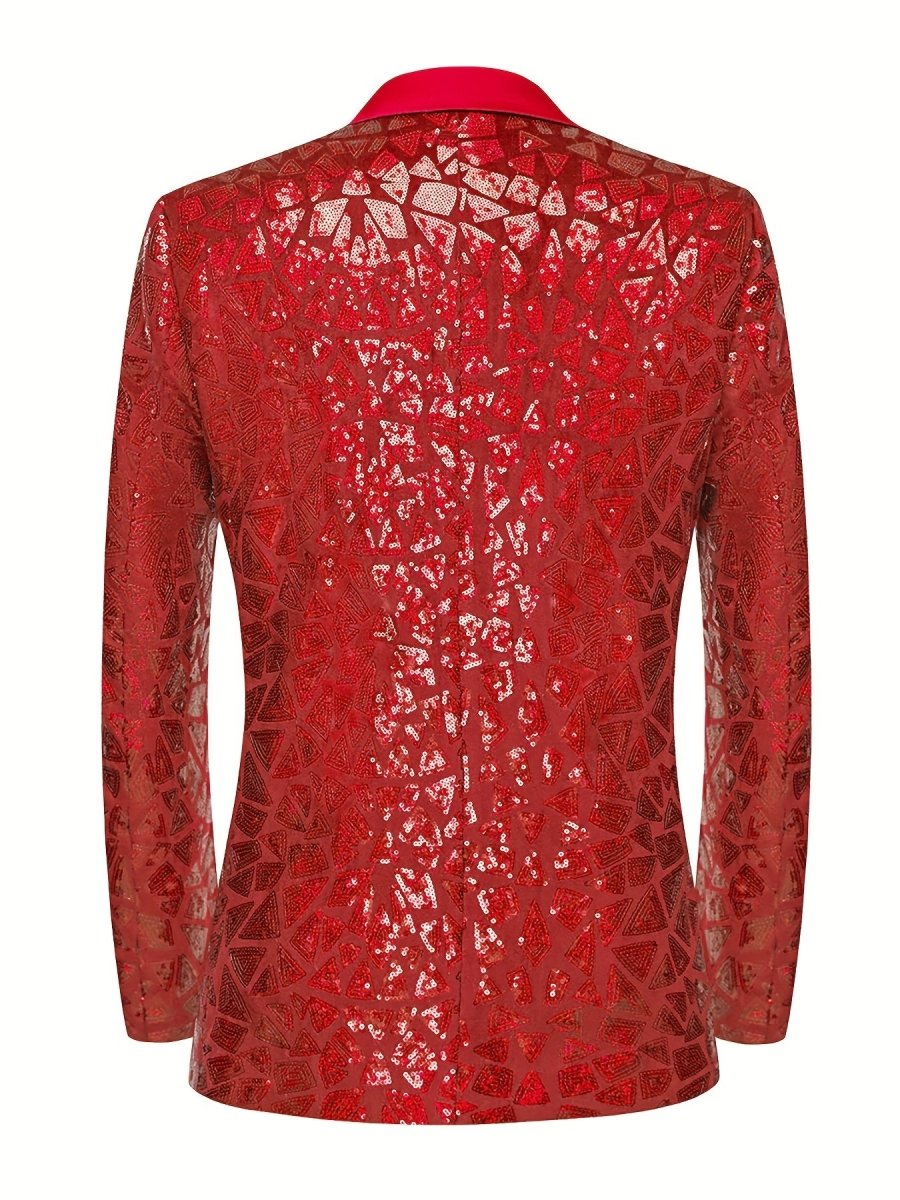 Men's slim fit sequin lapel suit jacket by SHOWLU FASHION with single-breasted design, triangle sequins, perfect for evening events.