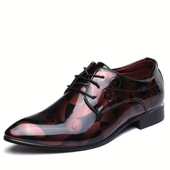 Men's Sleek Pointed - Toe Dress Shoes - Floral Pattern, Lace - Up, Formal & Casual Wear for Weddings and Special Occasions, Business Shoes - SHOWLU FASHION STORE