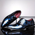 Men's SHOWLU FASHION floral lace-up pointed-toe formal dress shoes, sleek design ideal for weddings and special occasions.