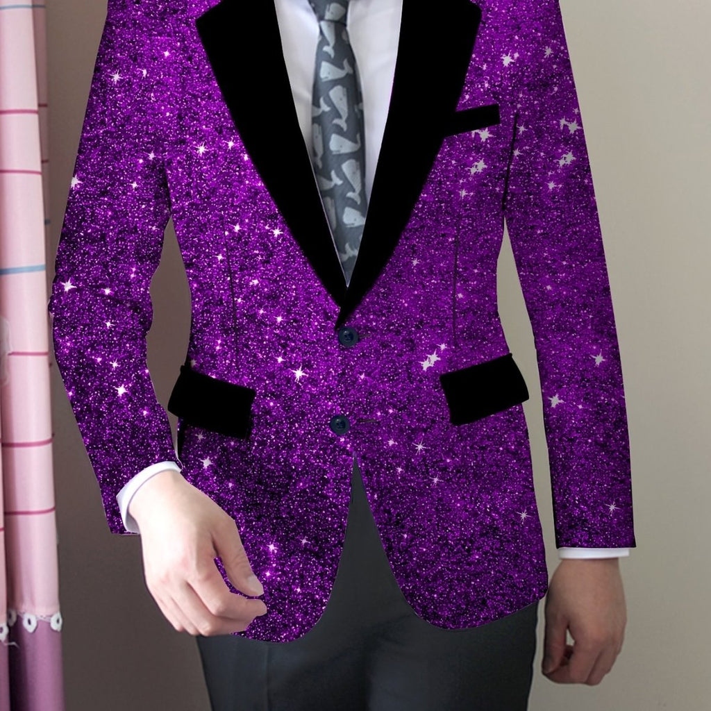 Men's slim fit blazer from SHOWLU FASHION STORE, casual long sleeve suit jacket with button details, polyester and elastane fabric.