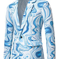 Men's slim-fit blazer by SHOWLU FASHION with blue and white geometric swirl pattern, stylish long sleeves, casual fall winter wear
