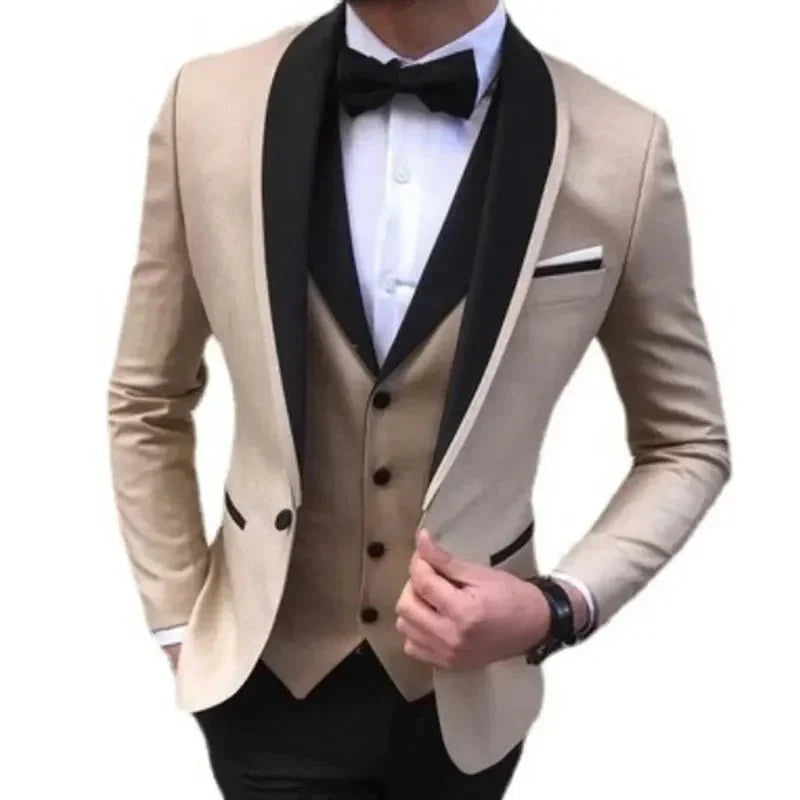 SHOWLU men's British style wedding tuxedo with a slim silhouette, featuring sleek, fashionable Western suit design.