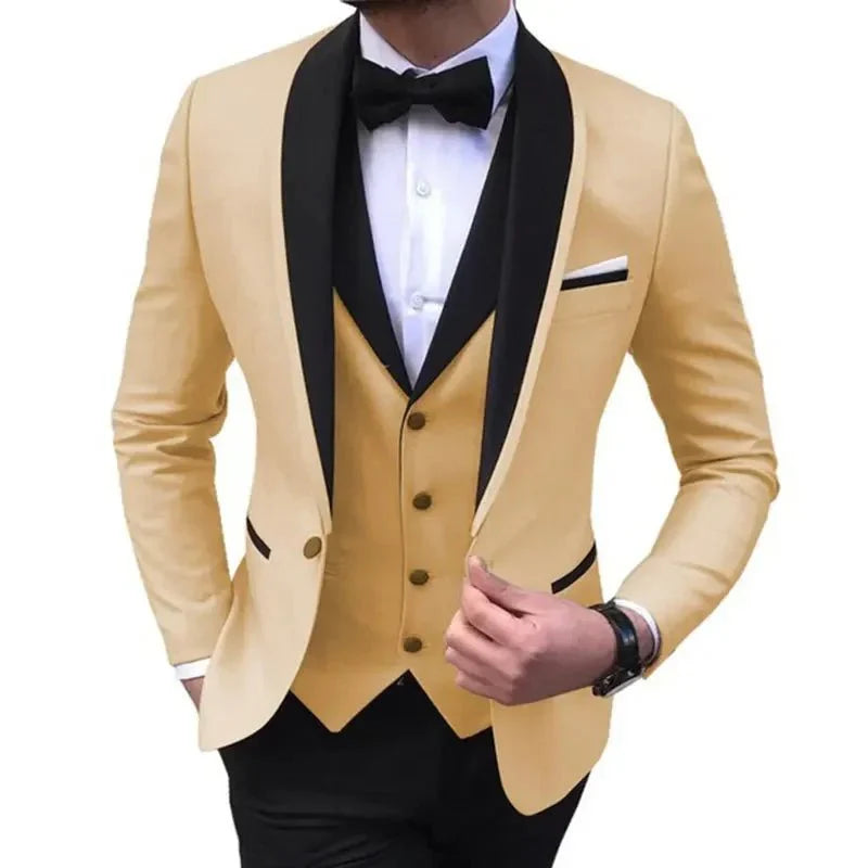 SHOWLU men's British style tuxedo with slim fit design, smooth silhouette, suitable for wedding or formal occasions.