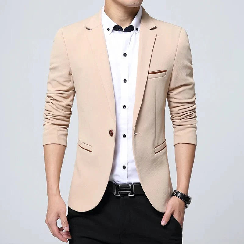 Men's slim fit black suit jacket, single-breasted formal blazer from SHOWLU FASHION STORE, suitable for weddings and formal occasions.