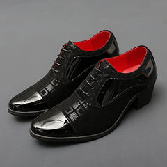 Men's Solid Dress Shoes, Wear - resistant Non - slip Lace - up Shoes For Business Office Wedding Party - SHOWLU FASHION STORE