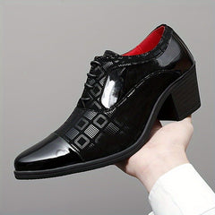 Men's Solid Dress Shoes, Wear - resistant Non - slip Lace - up Shoes For Business Office Wedding Party - SHOWLU FASHION STORE