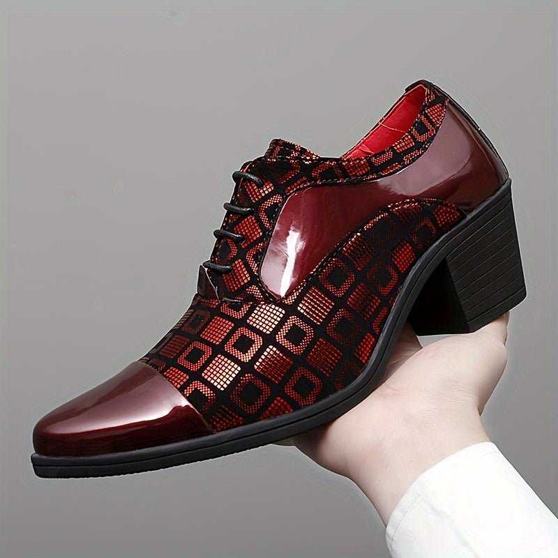 SHOWLU Men's microfiber leather dress shoes with non-slip soles, lace-up design, ideal for business, office, or formal occasions.