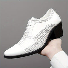 Men's Solid Dress Shoes, Wear - resistant Non - slip Lace - up Shoes For Business Office Wedding Party - SHOWLU FASHION STORE