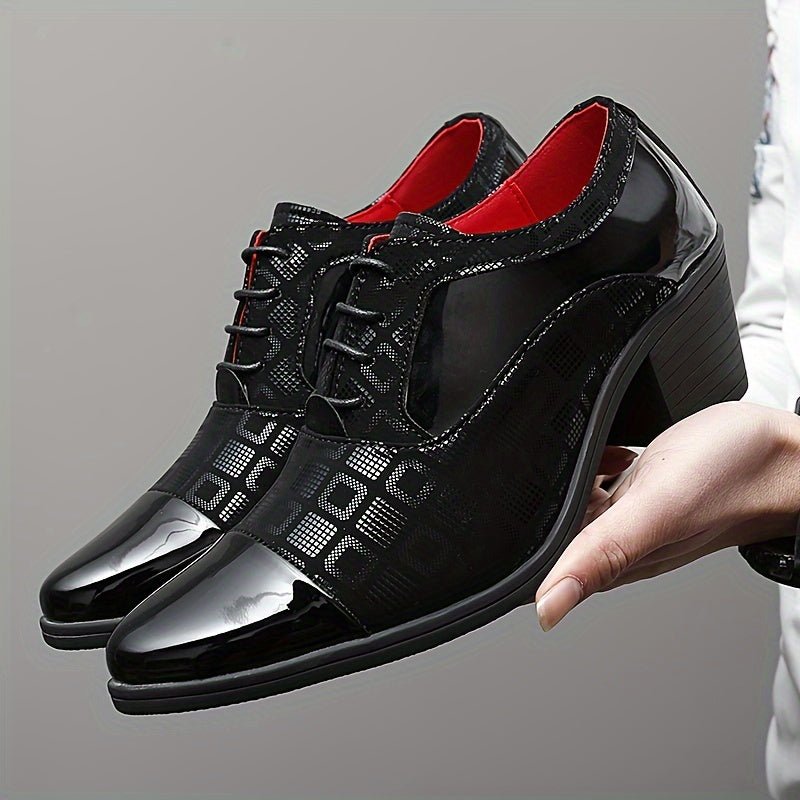 SHOWLU Men's microfiber leather dress shoes with non-slip soles, lace-up design, suitable for business and formal occasions.