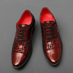 Men's Solid Dress Shoes, Wear - resistant Non - slip Lace - up Shoes For Business Office Wedding Party - SHOWLU FASHION STORE