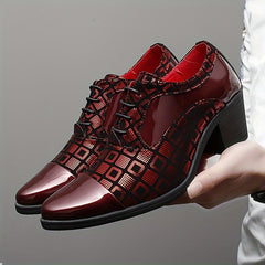Men's Solid Dress Shoes, Wear - resistant Non - slip Lace - up Shoes For Business Office Wedding Party - SHOWLU FASHION STORE