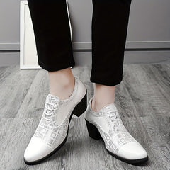 Men's Solid Dress Shoes, Wear - resistant Non - slip Lace - up Shoes For Business Office Wedding Party - SHOWLU FASHION STORE