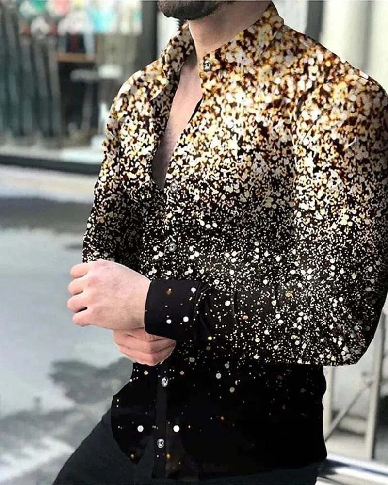 Men's Star Sky Printed Long Sleeve Shirt 2023 Fashion Design Luxury Long Sleeve Tops Men's Four Seasons Button Lapel Shirts - SHOWLU FASHION STORE