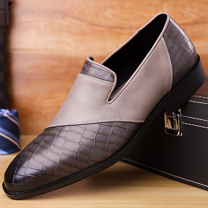 SHOWLU Men's business slip-on shoes in microfiber leather, versatile formal loafers with slip-resistant soles for casual or formal wear.