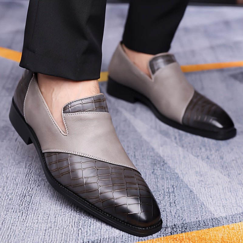 SHOWLU Men's slip-on microfiber leather business shoes with sleek design, suitable for formal and casual occasions.