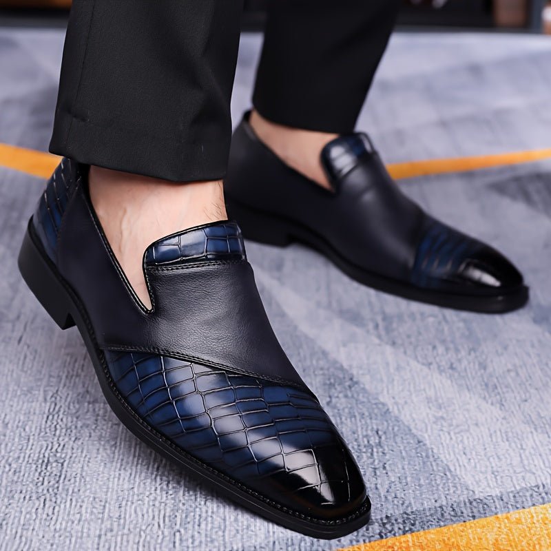 SHOWLU Men's slip-on business shoes made of microfiber leather, versatile formal loafers with slip-resistant soles.