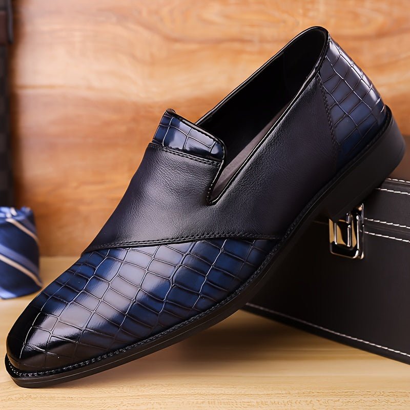 SHOWLU men's slip-on microfiber leather business shoes, versatile formal loafers with slip-resistant soles for casual or formal wear.