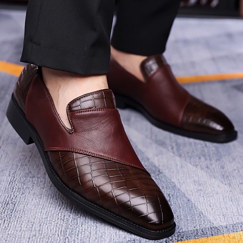 SHOWLU men's slip-on microfiber leather business shoes, stylish loafers suitable for formal and casual occasions.