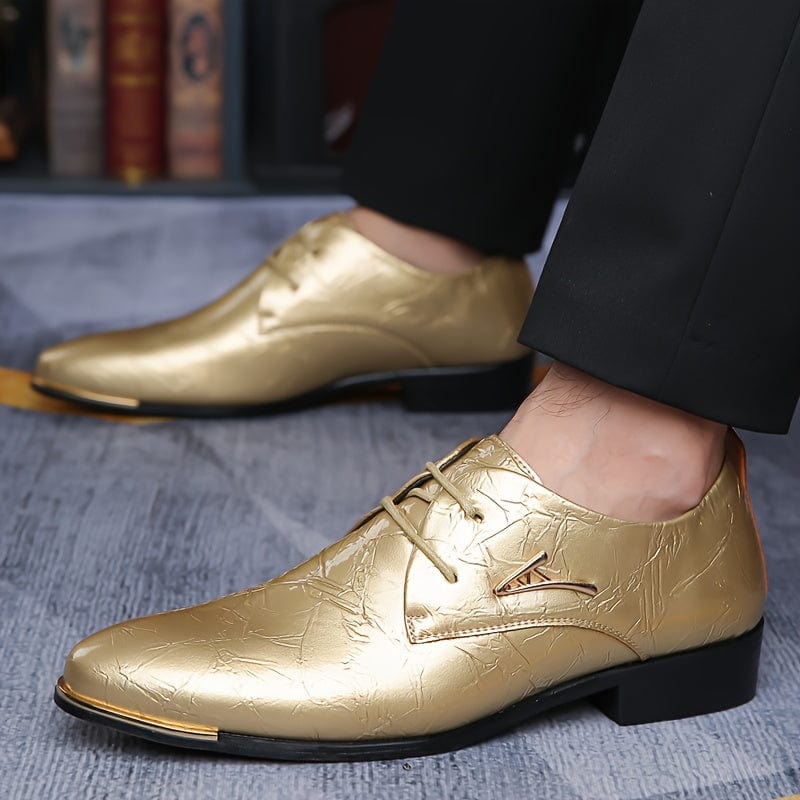 SHOWLU Men's casual shoes made of breathable PU leather with lace-up design, lightweight and suitable for all seasons.