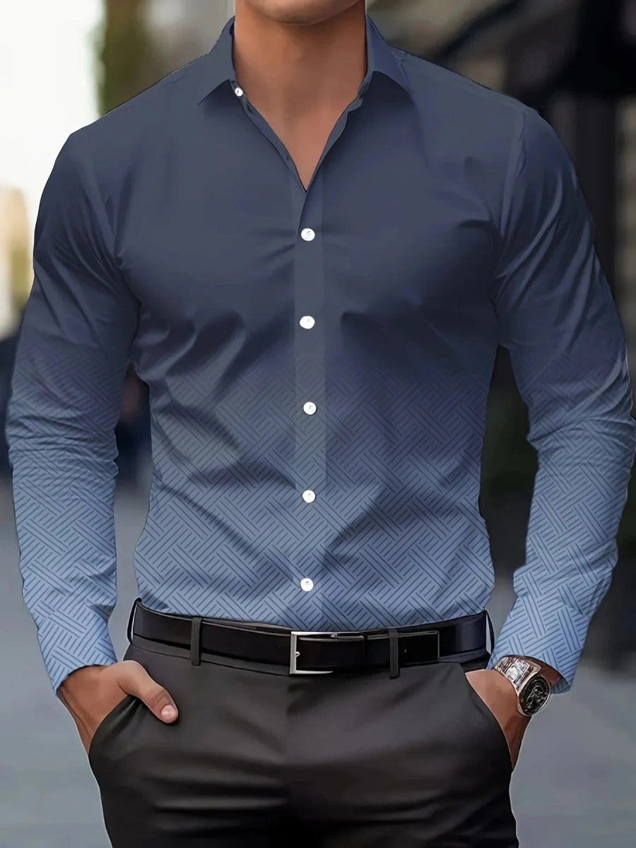 SHOWLU FASHION men's casual long sleeve lapel shirt, breathable fabric, stylish design, suitable for daily wear and business occasions.