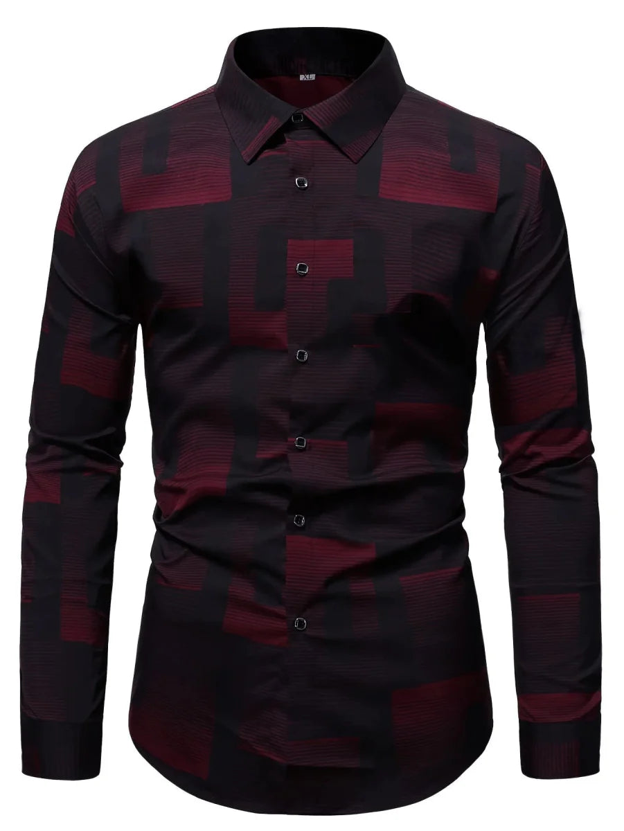 Men's SHOWLU FASHION casual long sleeve lapel shirt with breathable fabric, stylish design, suitable for daily wear and business casual.