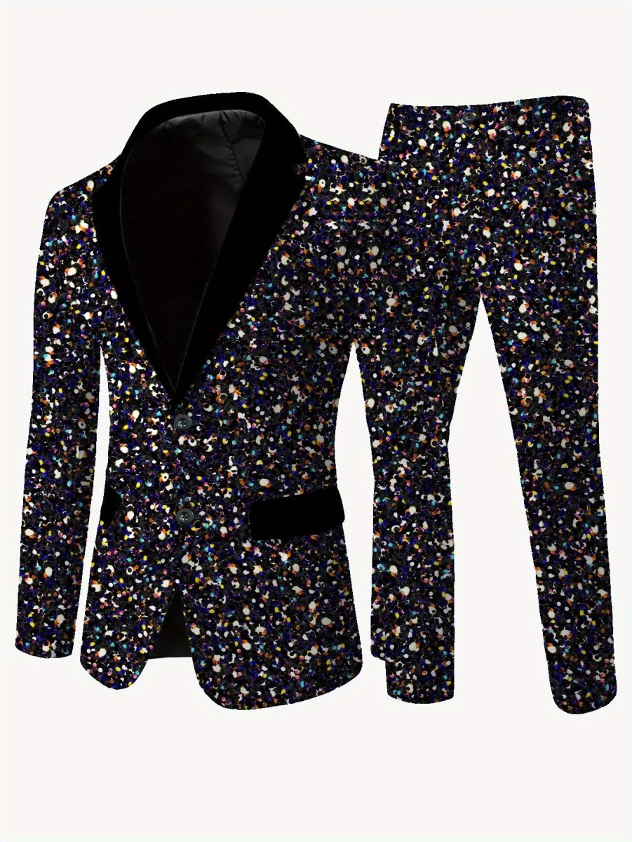 Men's casual skinny fit suit with lapel jacket and matching pants from SHOWLU FASHION STORE, styled for modern fashion.