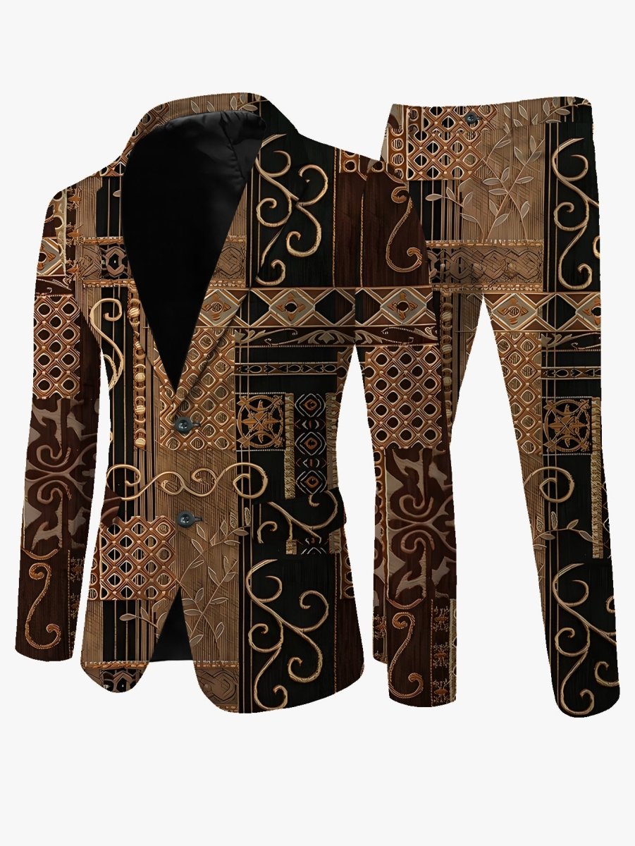 Men's casual skinny fit suit with lapel jacket and matching pants, stylish and modern fashion by SHOWLU FASHION.