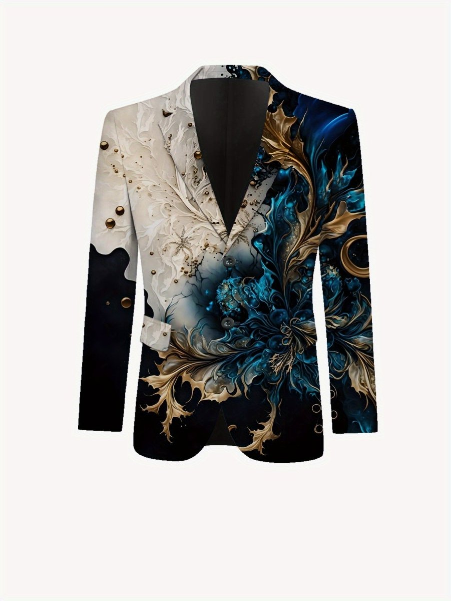 Showlu Fashion men's casual skinny fit suit with 2-piece lapel set, featuring a tailored blazer and matching trousers.