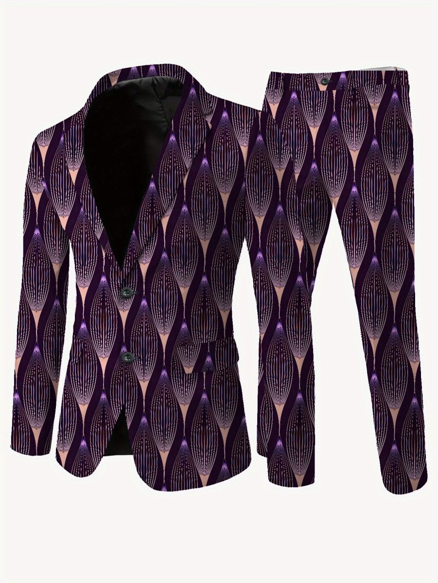 Men's casual skinny fit suit by SHOWLU FASHION, featuring a lapel jacket and matching pants for a stylish look.