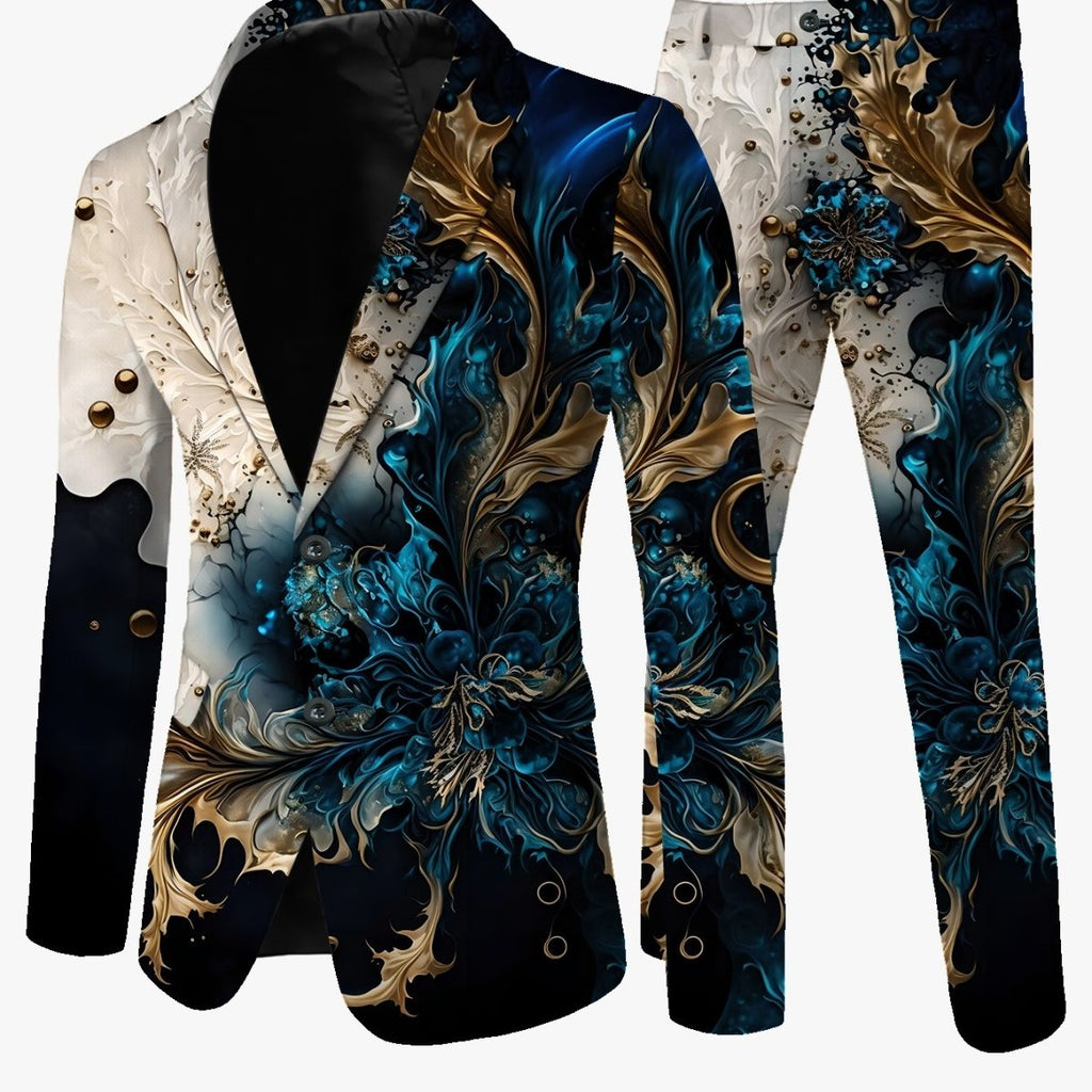 Men's casual skinny fit suit by SHOWLU FASHION, 2-piece lapel set with tailored blazer and matching pants.