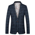 Men's plaid smart casual blazer by Showlu Fashion, single-breasted suit jacket for business, spring, and autumn occasions.