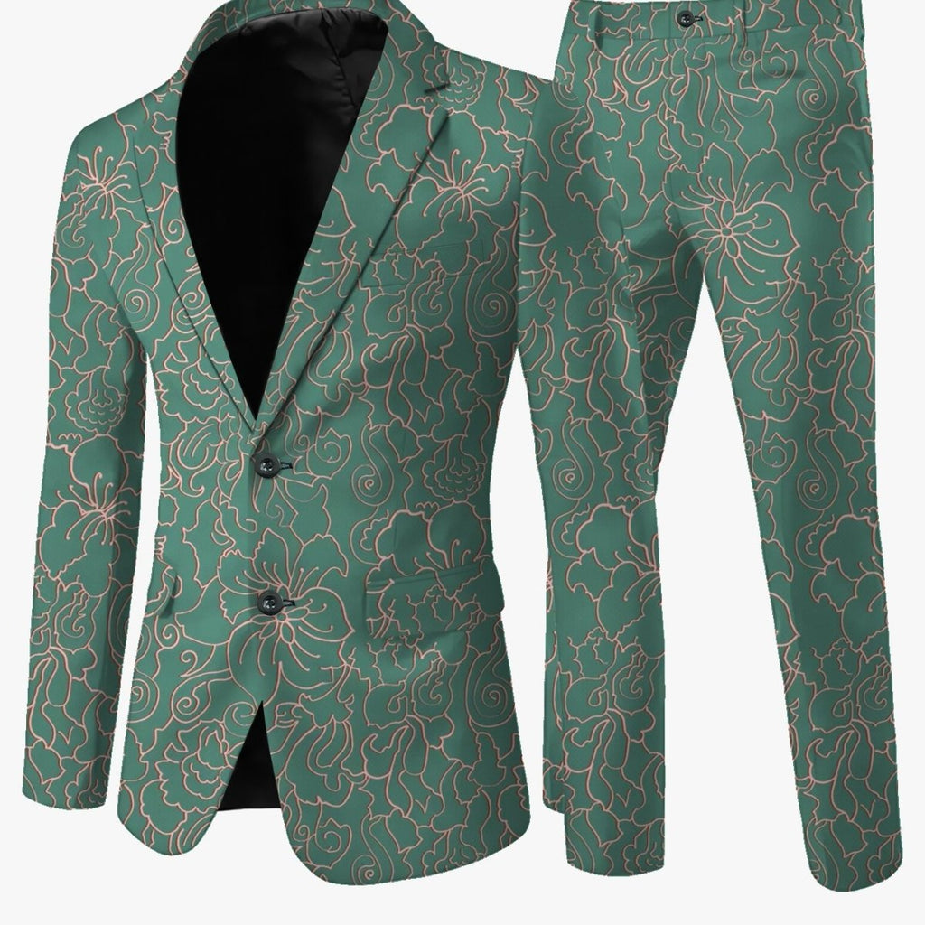 Men's casual skinny fit suit set with woven lapel, stylish and modern by SHOWLU FASHION. Perfect for smart-casual occasions.