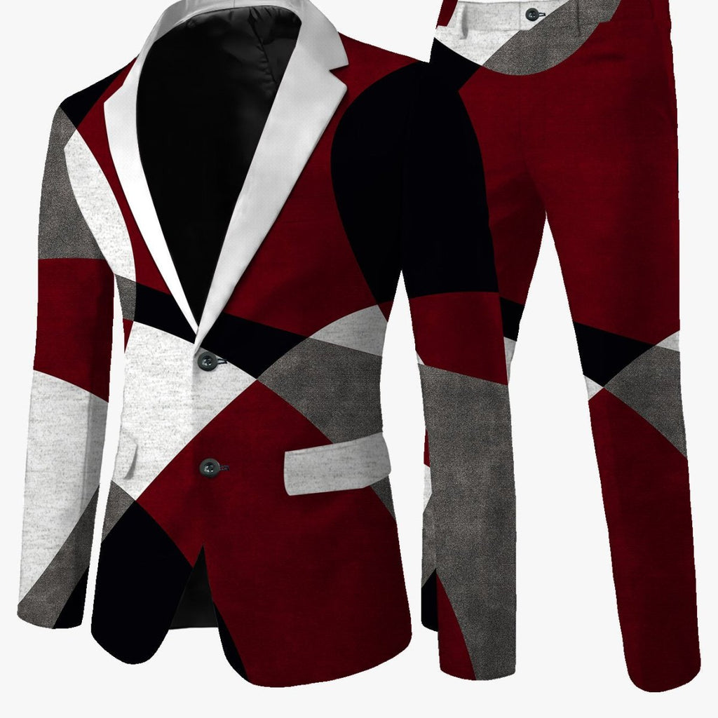 Men's skinny fit casual suit set by SHOWLU FASHION STORE, featuring a stylish 2-piece woven suit for a modern look.