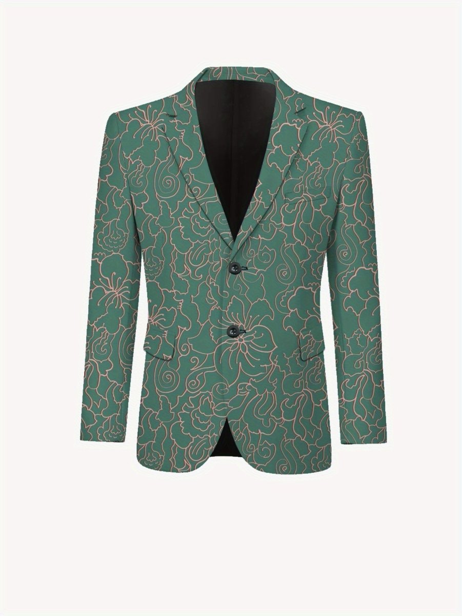 Men's casual skinny fit suit set with woven lapel, stylish and modern, featuring a tailored design perfect for smart casual wear.