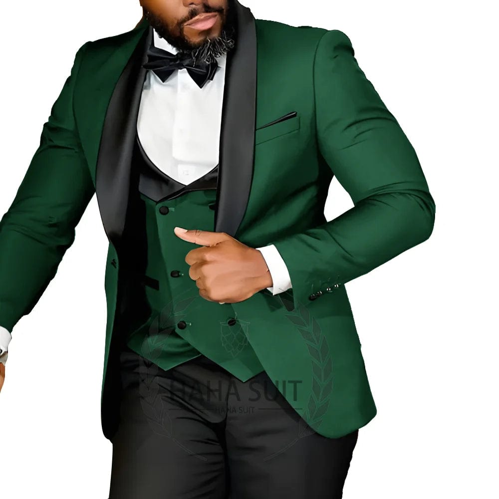 Men's Suit Slim Fit Tailored Tuxedo 3 - Piece Set Wedding Party Formal Occasion Clothing - SHOWLU FASHION STORE