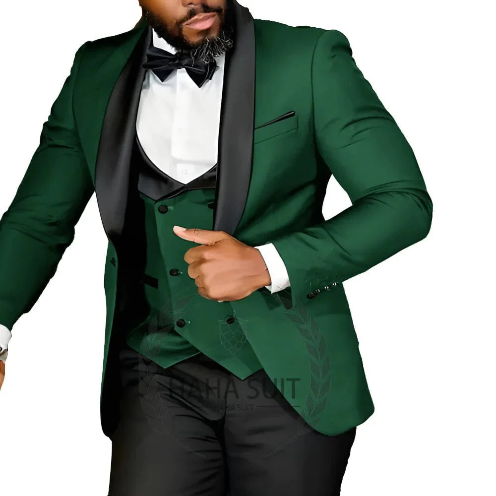 Slim fit men's tuxedo suit by SHOWLU FASHION STORE, three-piece set with tailored polyester for wedding and formal occasions.