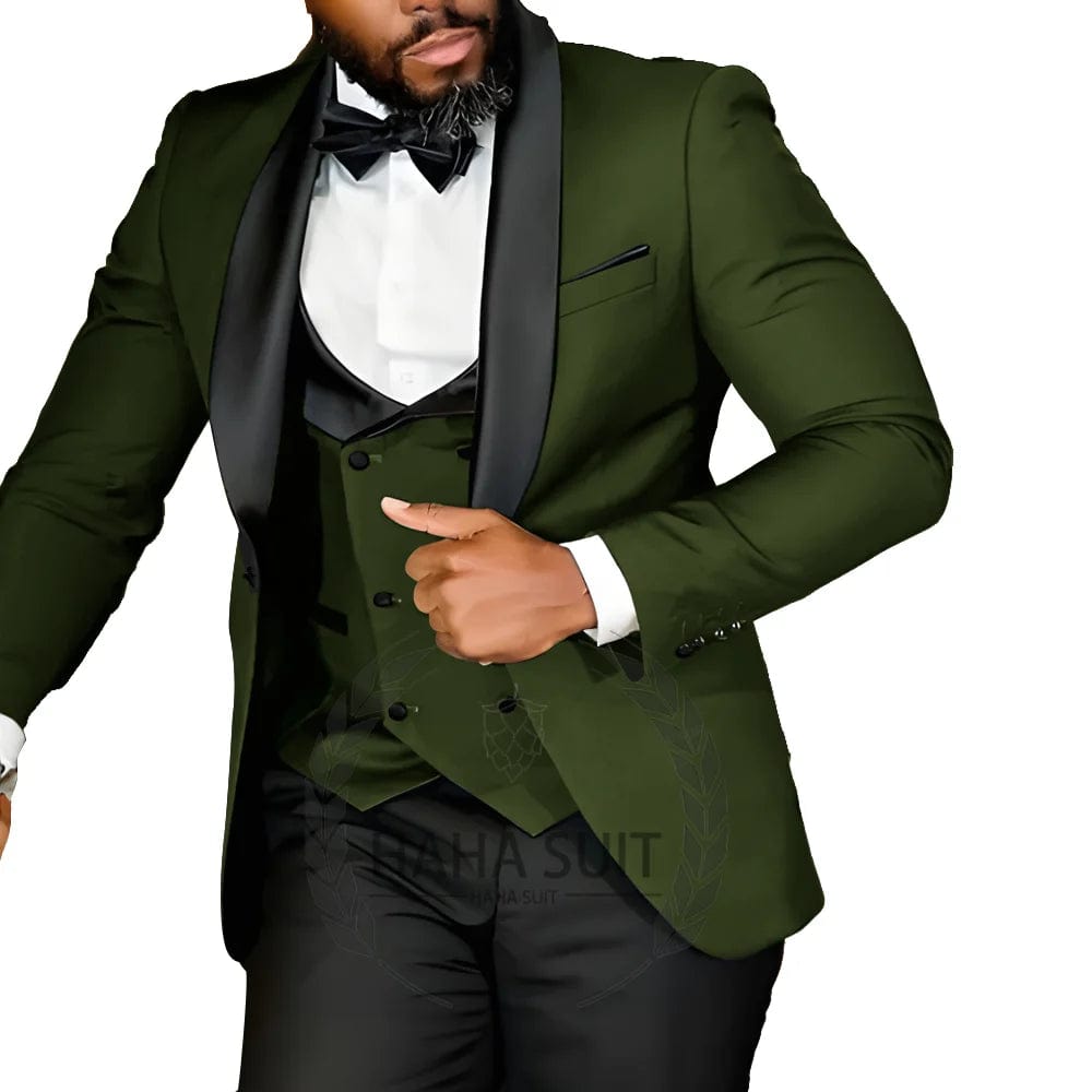 Men's Suit Slim Fit Tailored Tuxedo 3 - Piece Set Wedding Party Formal Occasion Clothing - SHOWLU FASHION STORE