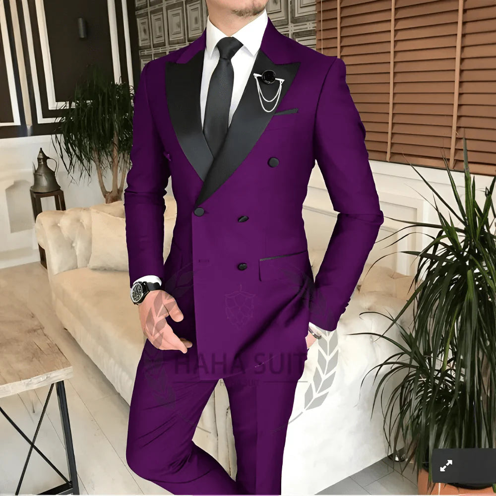 Men's tailored 2-piece wedding suit by SHOWLU FASHION, featuring a polyester groom tuxedo for formal occasions and special events.