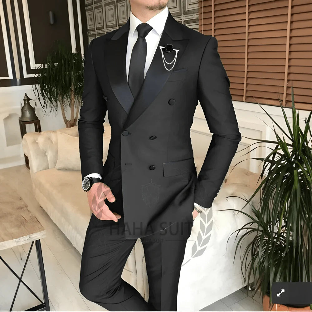 Men's tailored 2-piece wedding suit by SHOWLU FASHION STORE, featuring a polyester tuxedo for groom or formal occasions.