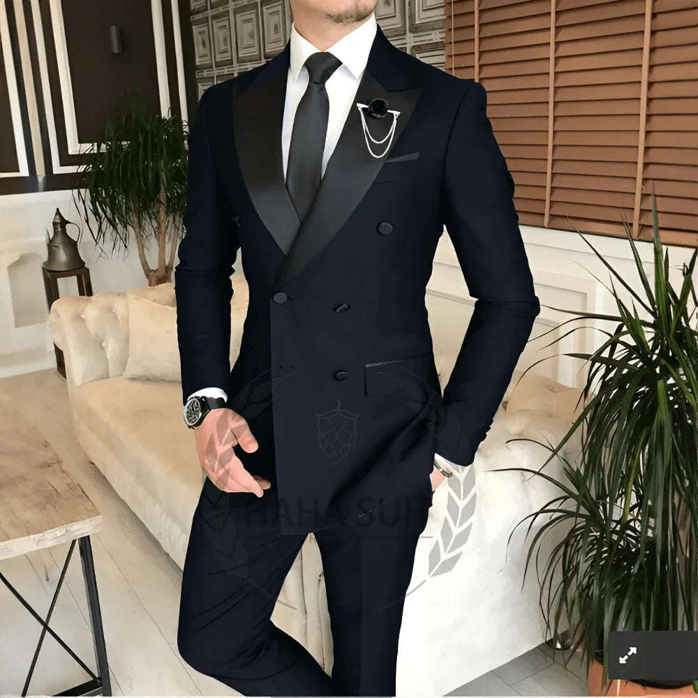 Men's tailored 2-piece wedding suit by SHOWLU FASHION STORE, featuring a polyester tuxedo for groom or best man occasions.
