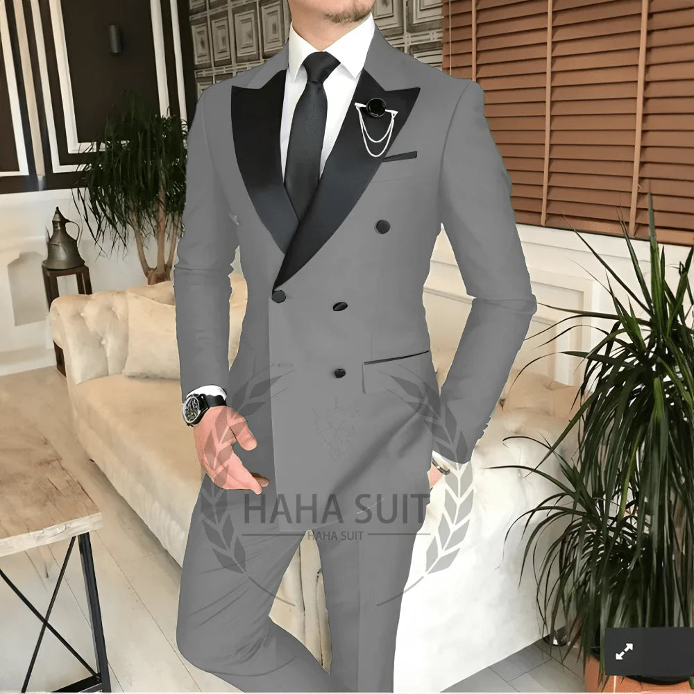 Men's tailored 2-piece wedding suit from SHOWLU FASHION, featuring a stylish groom tuxedo with polyester fabric and classic fit.