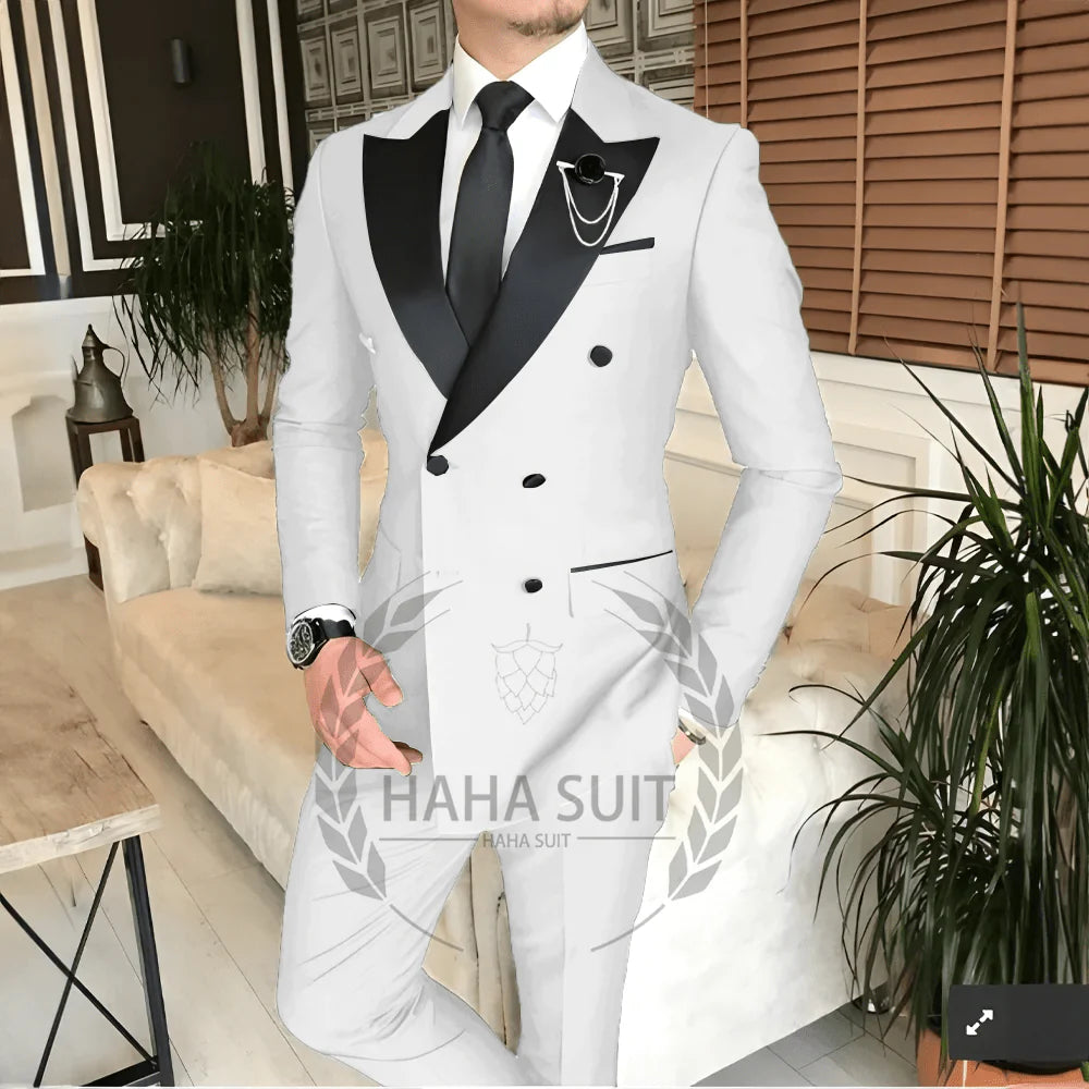 Men's tailored 2-piece wedding suit by SHOWLU FASHION STORE, featuring a polyester tuxedo suitable for groom or best man occasions.