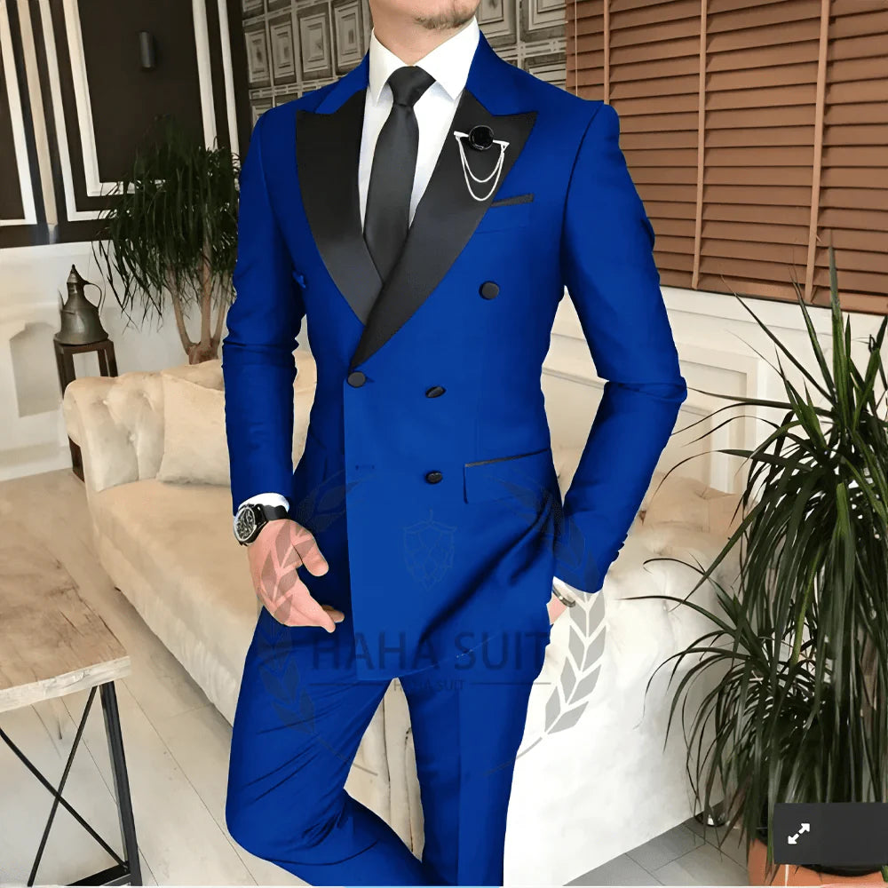 Showlu Fashion Store men's 2-piece tailored wedding suit, polyester tuxedo for groom or formal occasions, stylish and elegant.