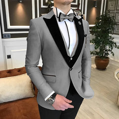 Men's Suit Wedding Groom Tuxedo 3 - piece Set Multiple Color Options Customized XS - 5XL Elegant Men's Suit - SHOWLU FASHION STORE