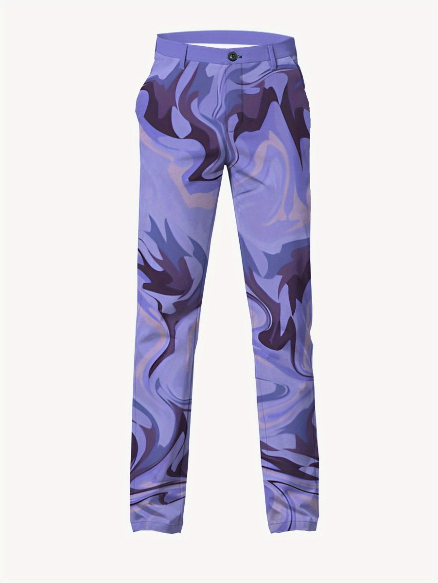 Men's casual suit by SHOWLU FASHION with an abstract art pattern, featuring a two-piece set for stylish everyday wear.