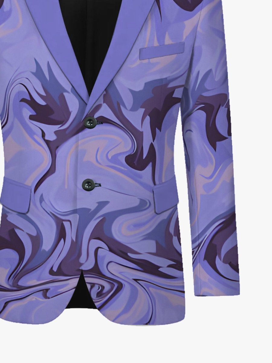 Men's casual suit by SHOWLU FASHION with abstract art pattern, featuring a two-piece set for stylish everyday wear.