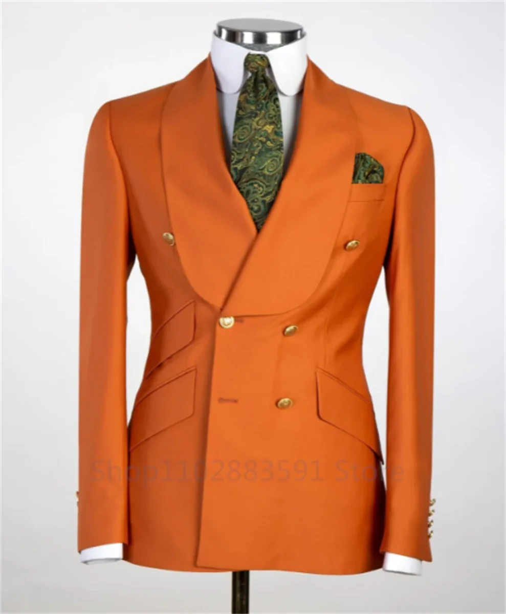 Men's slim fit double-breasted blazer by Showlu Fashion, made of cotton wool, suitable for weddings and formal events.