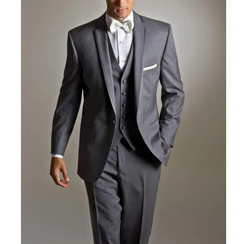 Men's Suits Blazer Tweno Tuxedo Wedding White Satin Single Breasted Three Piece Costume Hpmbre Jacket Pants Vest Slim Fit Custom - SHOWLU FASHION STORE