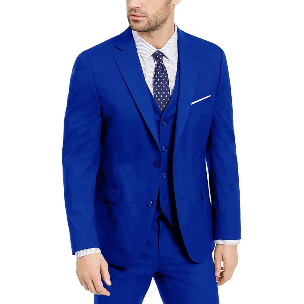 Men's white satin tuxedo by SHOWLU FASHION STORE, slim fit 3-piece wedding suit with blazer, vest, and pants, single-breasted style.