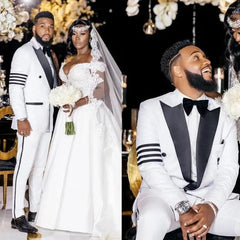 Men's Suits Special Design White Wedding Men Black Groom Wear Tuxedos Slim Fit Prom Blazer Terno Masculino 2Pieces Jacket Pants - SHOWLU FASHION STORE